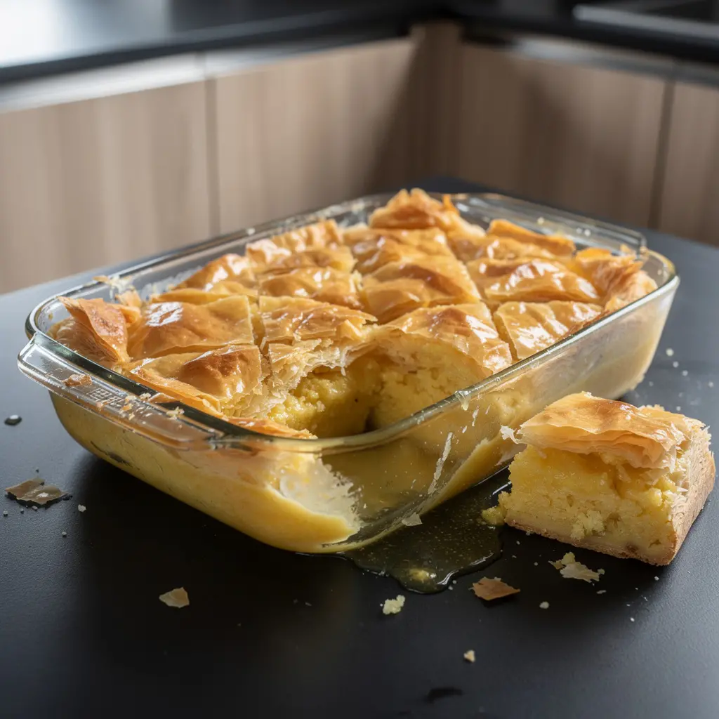 Galaktoboureko – grecki deser z ciasta filo i kremu semolinowego