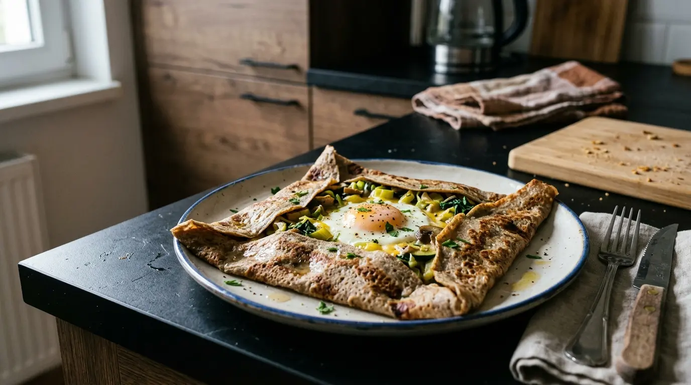 Galette complète aux légumes – bretońska gryczana galette z warzywami i jajkiem