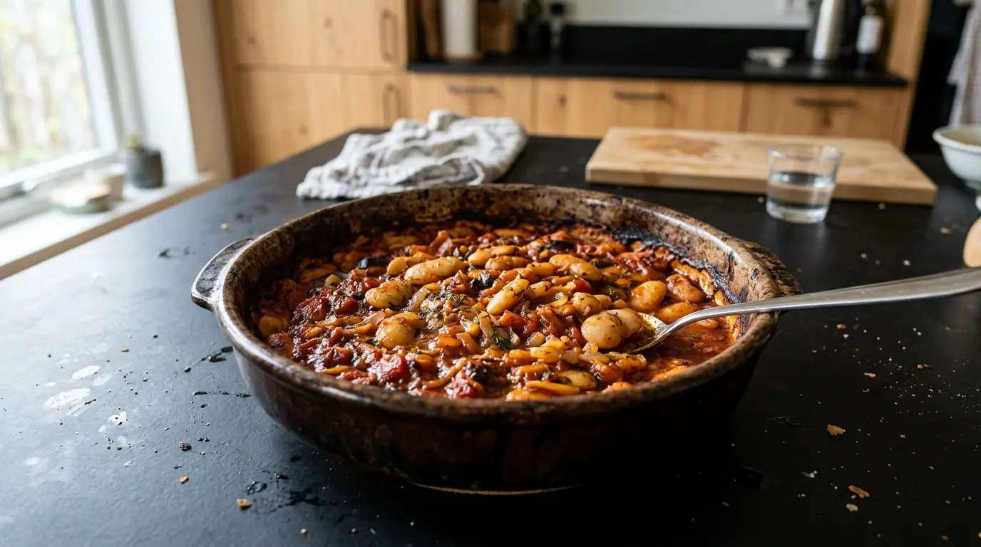 Gigantes plaki – pieczona fasola w sosie pomidorowym