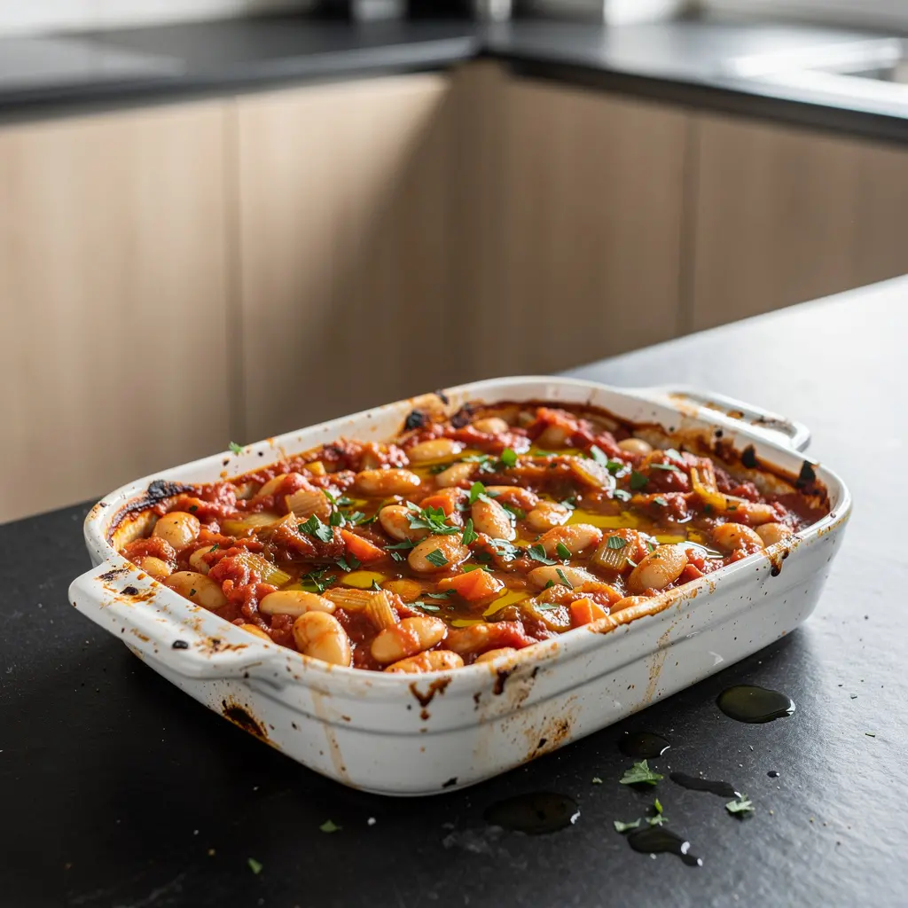 Gigantes plaki – pieczona fasola w sosie pomidorowym