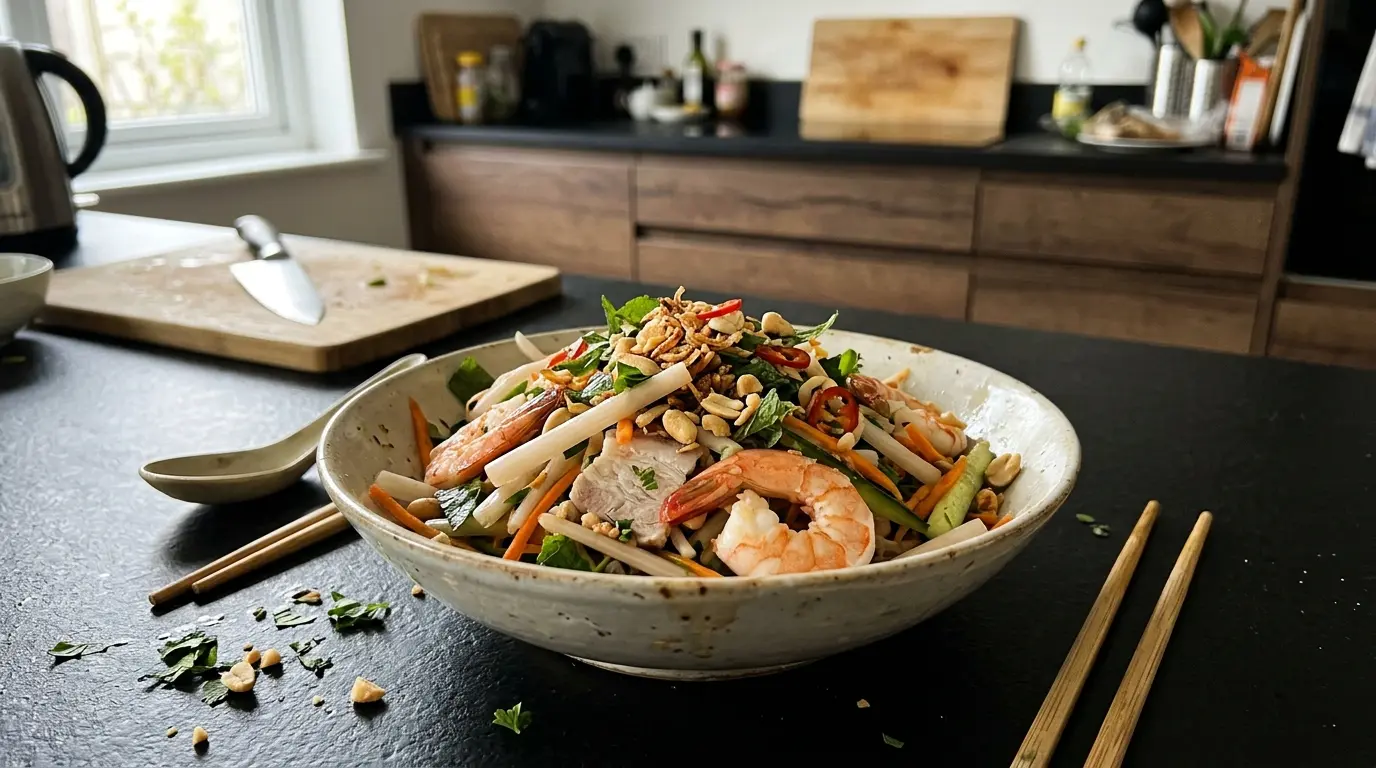 Goi ngo sen – sałatka z łodyg lotosu z krewetkami