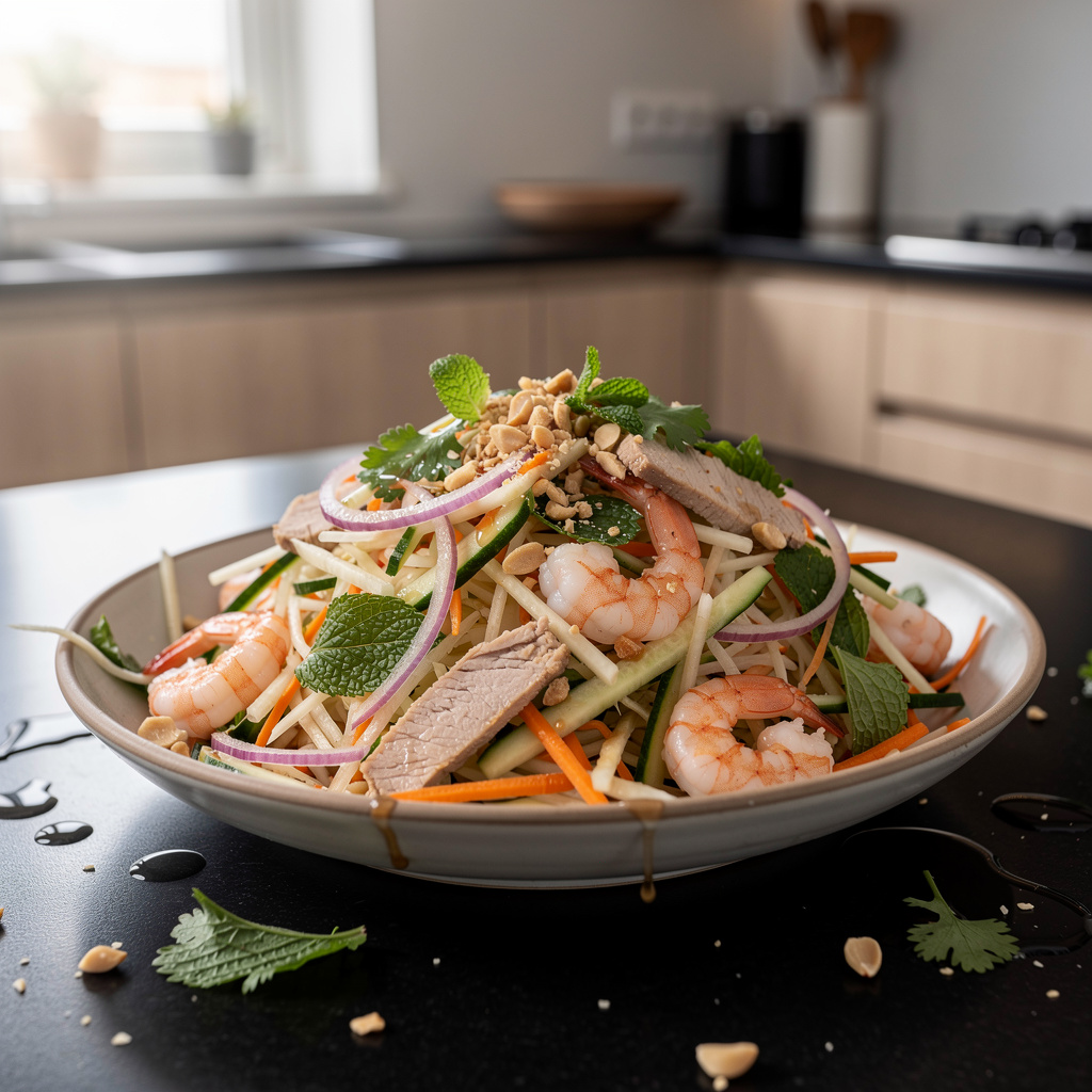 Goi ngo sen – sałatka z łodyg lotosu z krewetkami