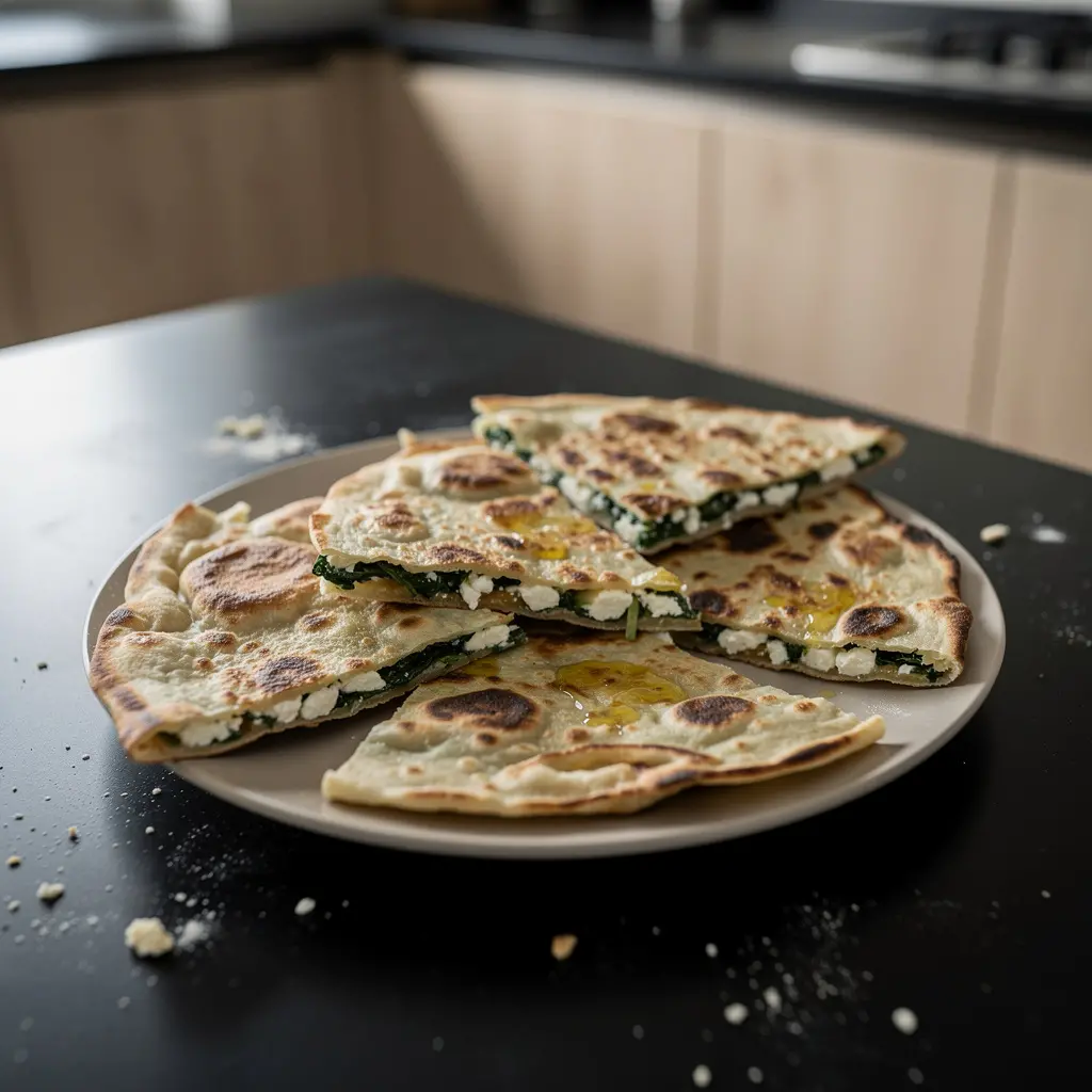 Gözleme z serem i szpinakiem – tureckie chrupiące placki