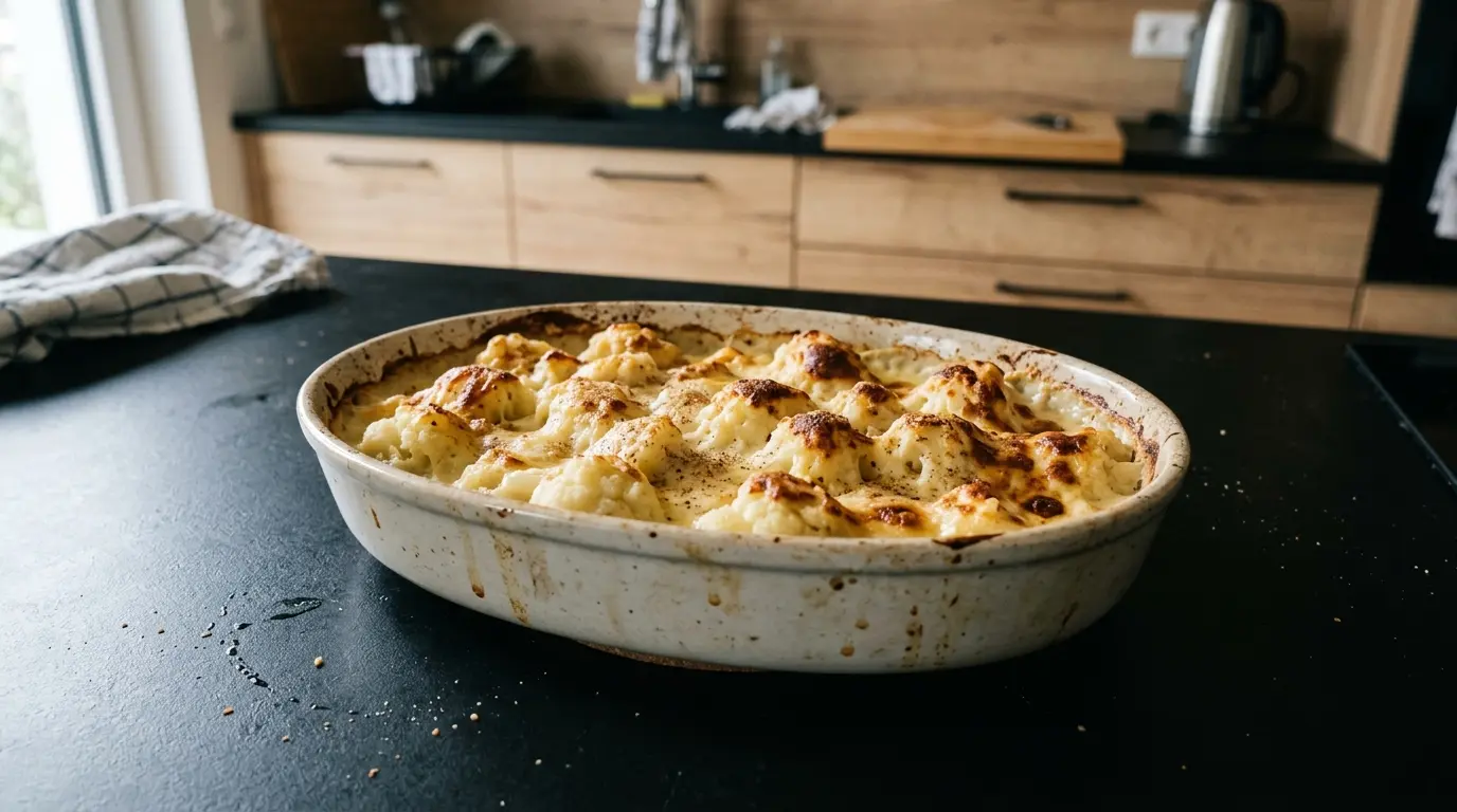Gratin de chou-fleur – überbackener Blumenkohl in Käsesauce