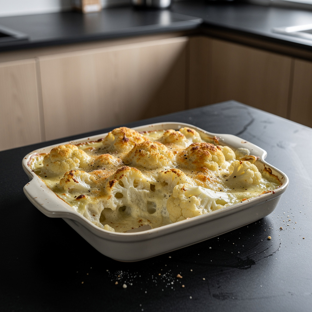 Gratin de chou-fleur – zapiekany kalafior w sosie serowym