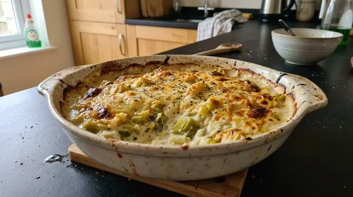 Gratin de poireaux – zapiekane pory w sosie śmietanowo-serowym