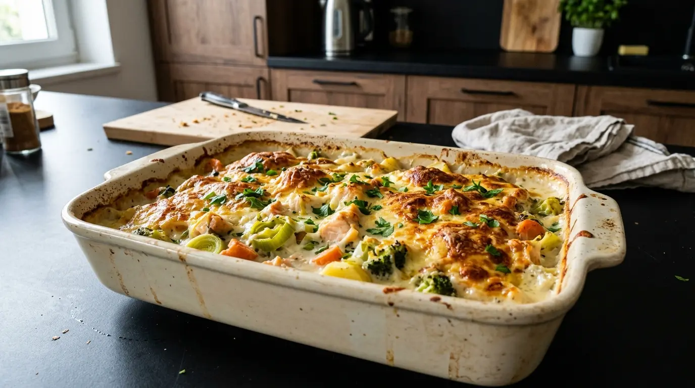 Gratin de poisson – zapiekanka rybna z warzywami i serem