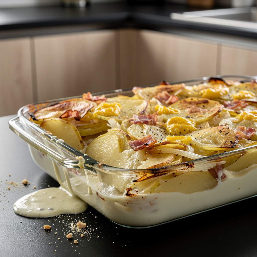 Gratin de pommes – patatas gratinadas con manzana y beicon
