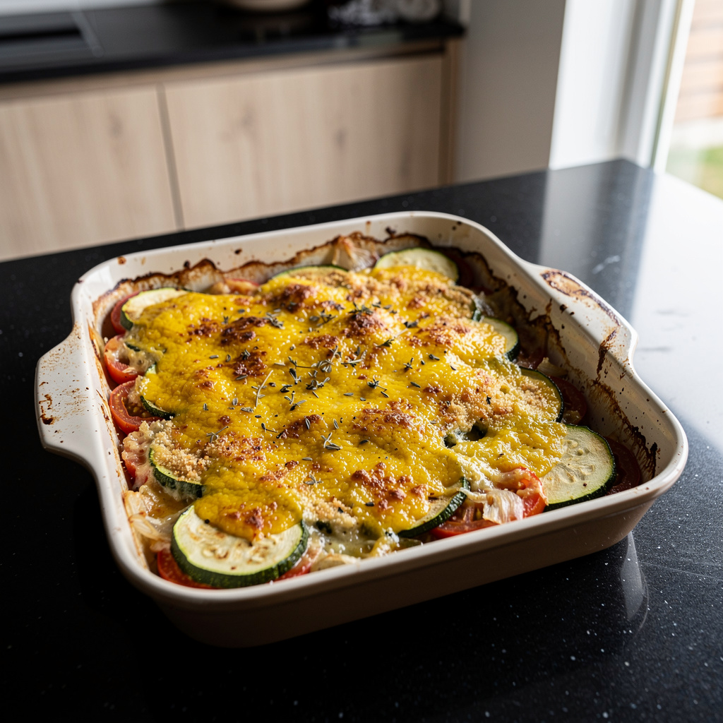 Tomato and Zucchini Gratin with Cheese