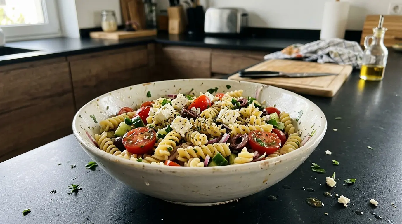 Grecka sałatka z makaronem i fetą