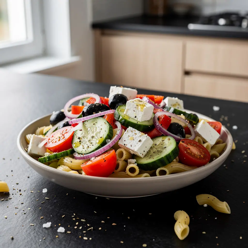Grecka sałatka z makaronem i fetą