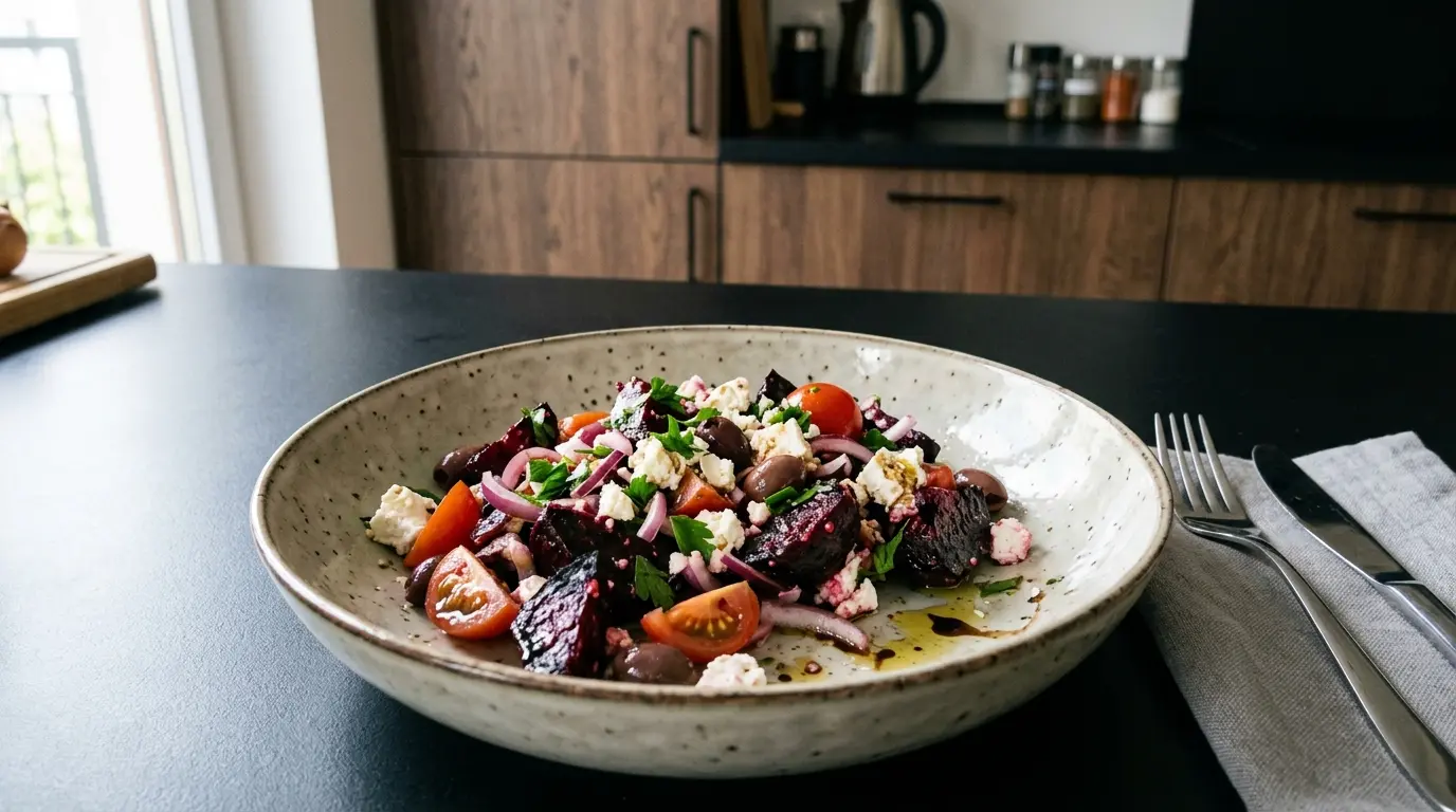 Grecka sałatka z pieczonym burakiem i fetą