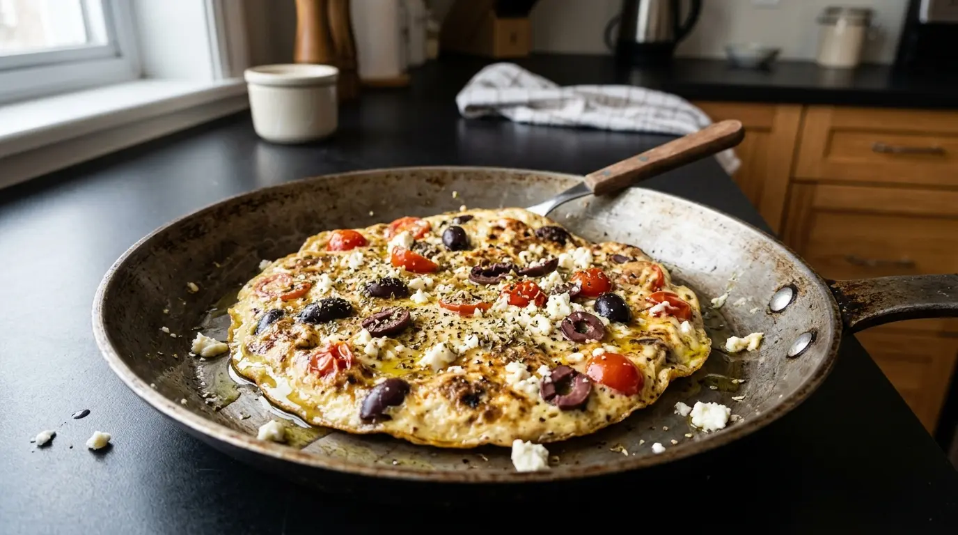 Greek Omelet with Tomatoes and Olives
