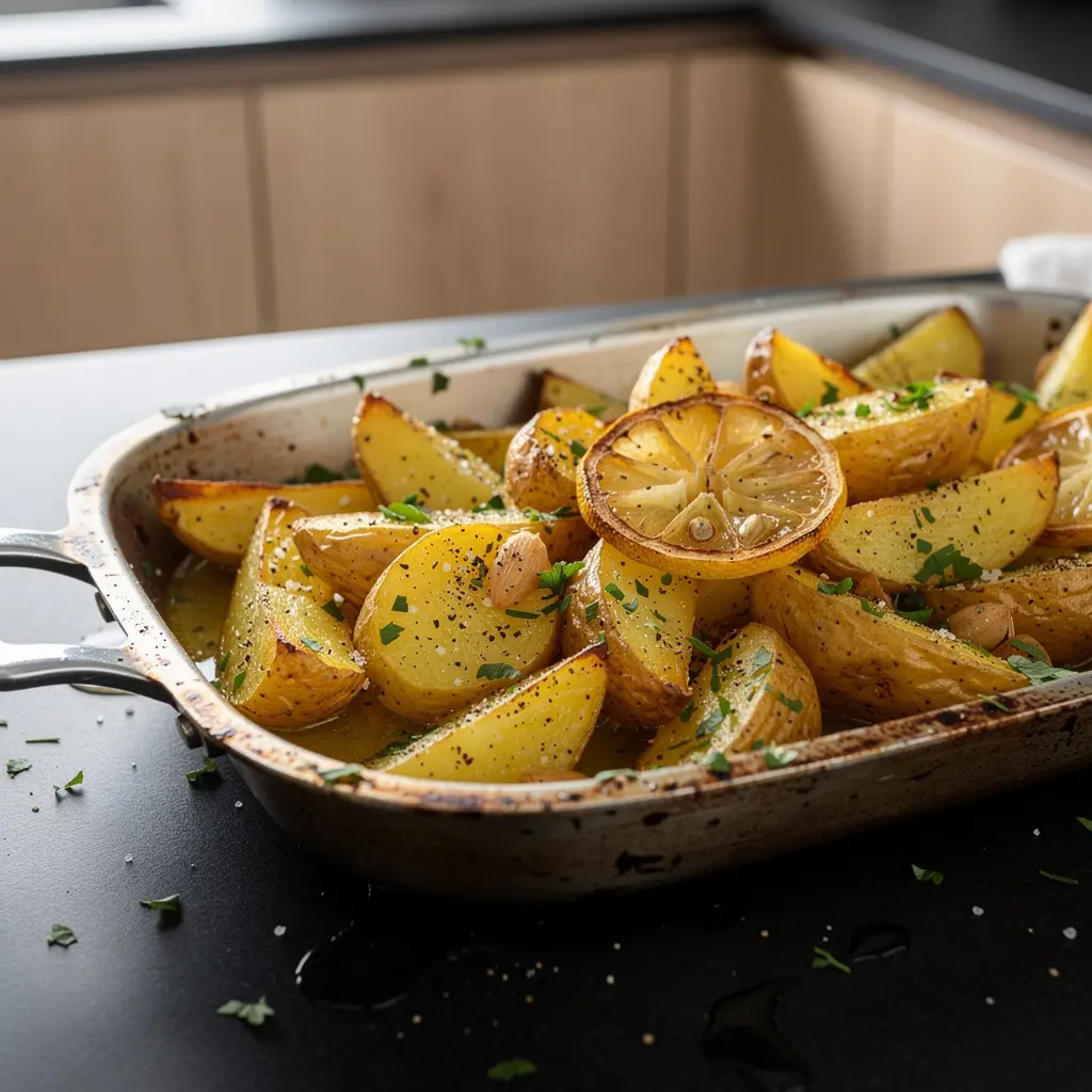 Greckie pieczone ziemniaki z cytryną i oregano