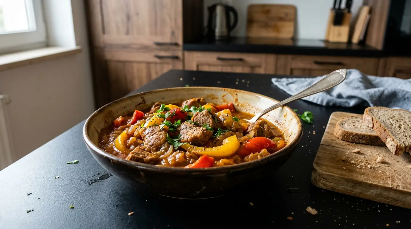 Gulasz z karkówki z cebulą i papryką