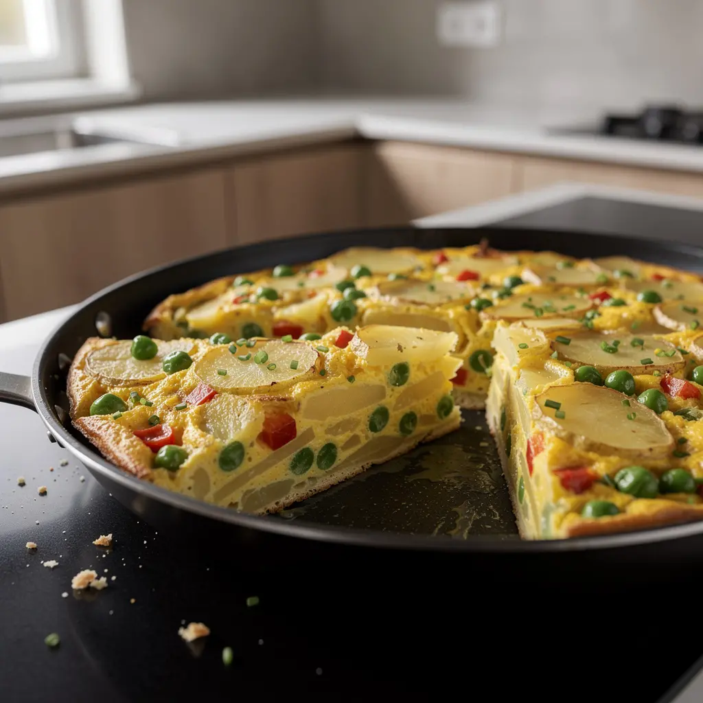 Frittata spagnola con patate e piselli