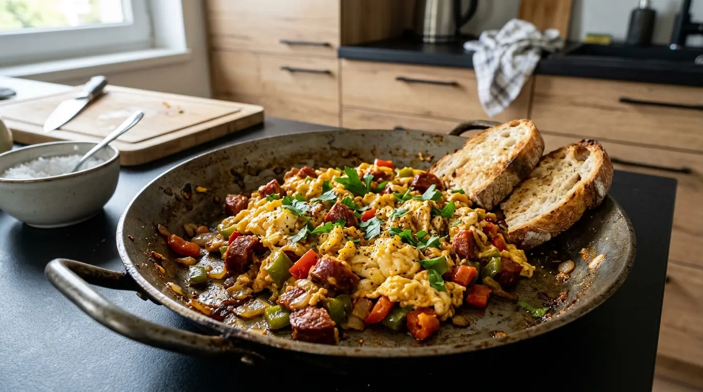 Hiszpańska jajecznica z chorizo i papryką