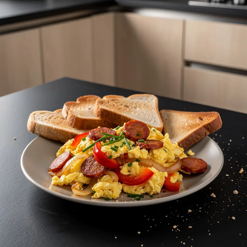 Hiszpańska jajecznica z chorizo i papryką