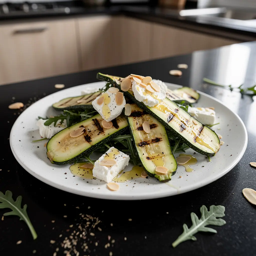 Hiszpańska sałatka z grillowanej cukinii i migdałów