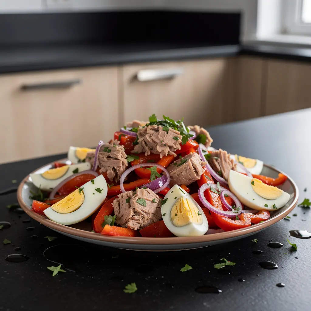 Hiszpańska sałatka z grillowanej papryki i tuńczyka