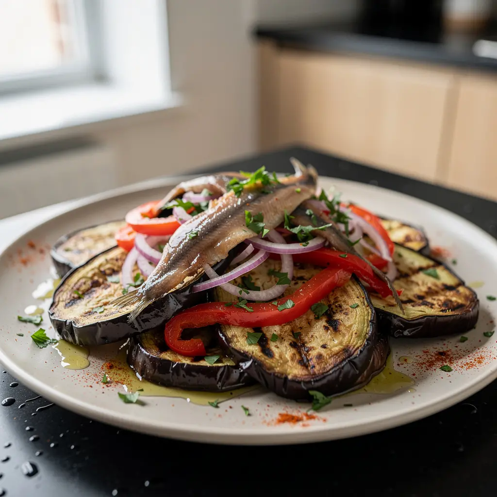 Spanish Grilled Eggplant and Anchovy Salad