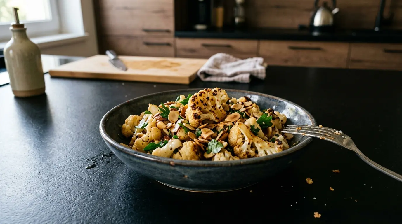 Spanischer Salat aus geröstetem Blumenkohl und Mandeln