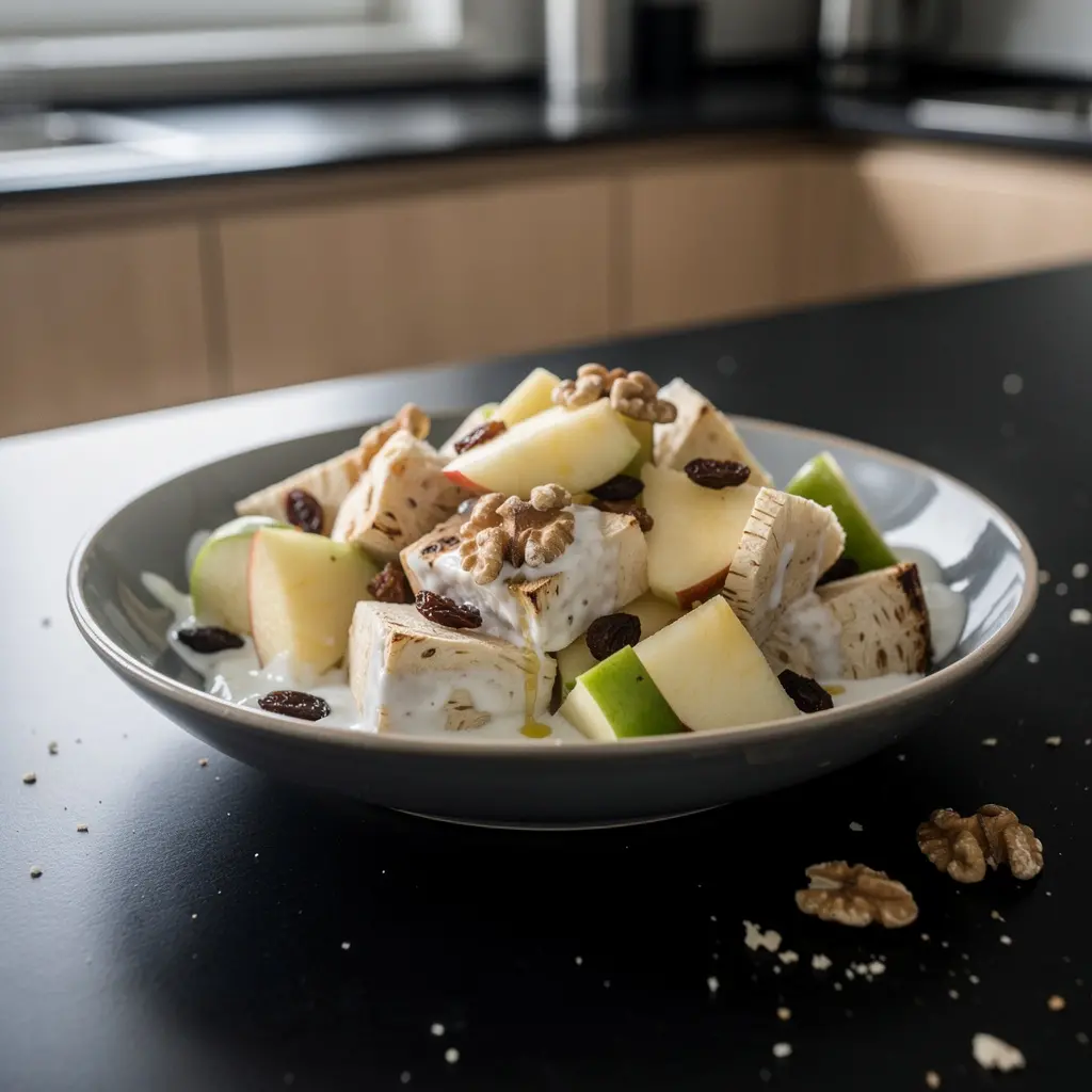 Hiszpańska sałatka z pieczonego selera, jabłka i orzechów