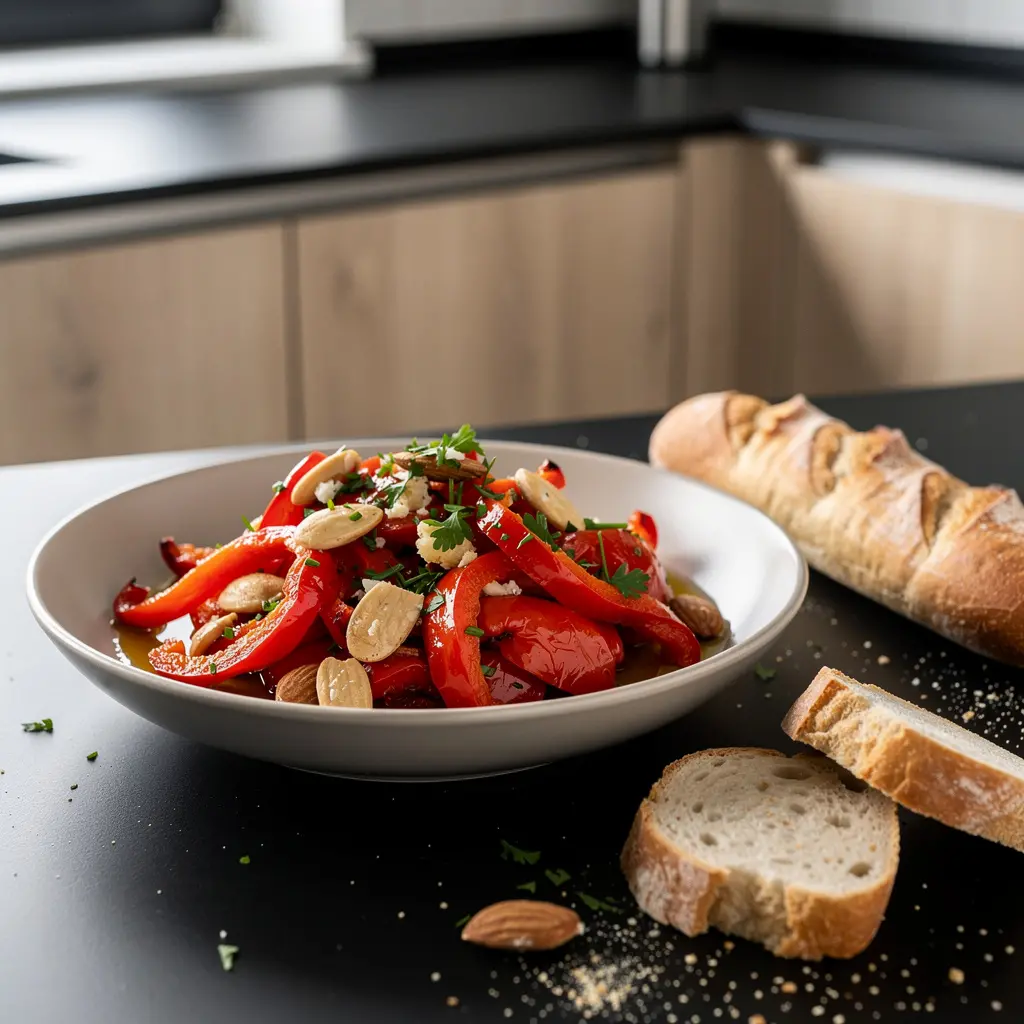 Hiszpańska sałatka z pieczonej papryki i migdałów