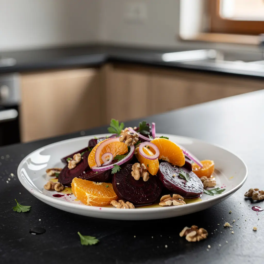 Ensalada española de remolacha asada y naranja