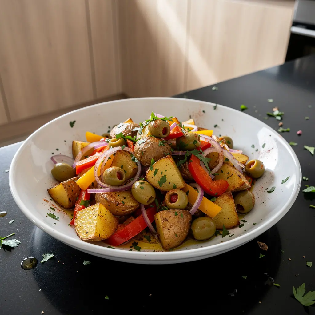 Salade espagnole de pommes de terre et poivrons rôtis