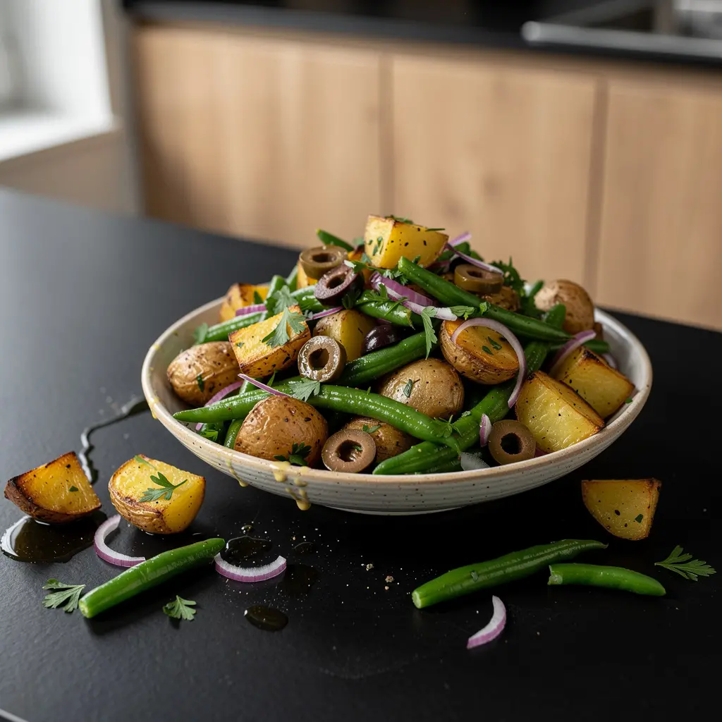 Hiszpańska sałatka z pieczonych ziemniaków i zielonej fasolki