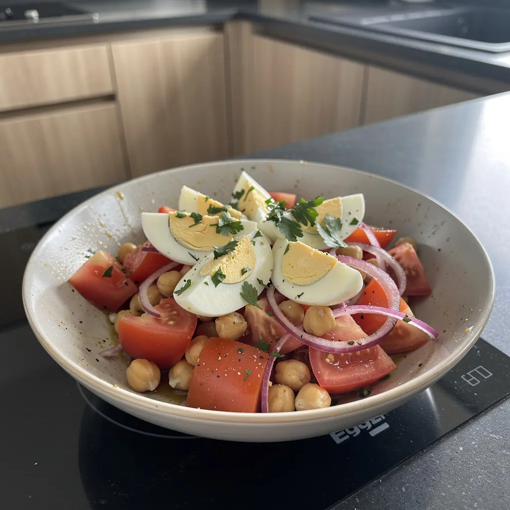 Spanish Tomato, Chickpea and Egg Salad