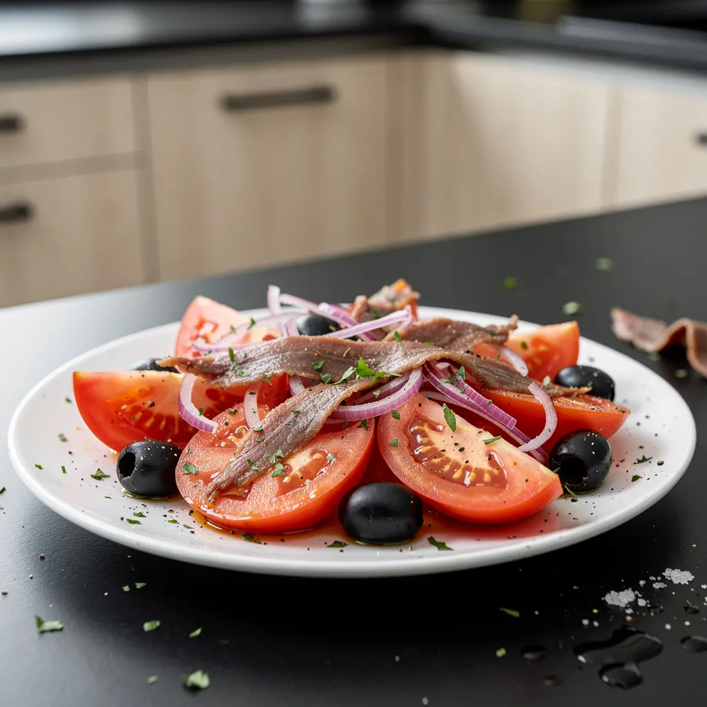 Spanish Tomato, Olive and Anchovy Salad