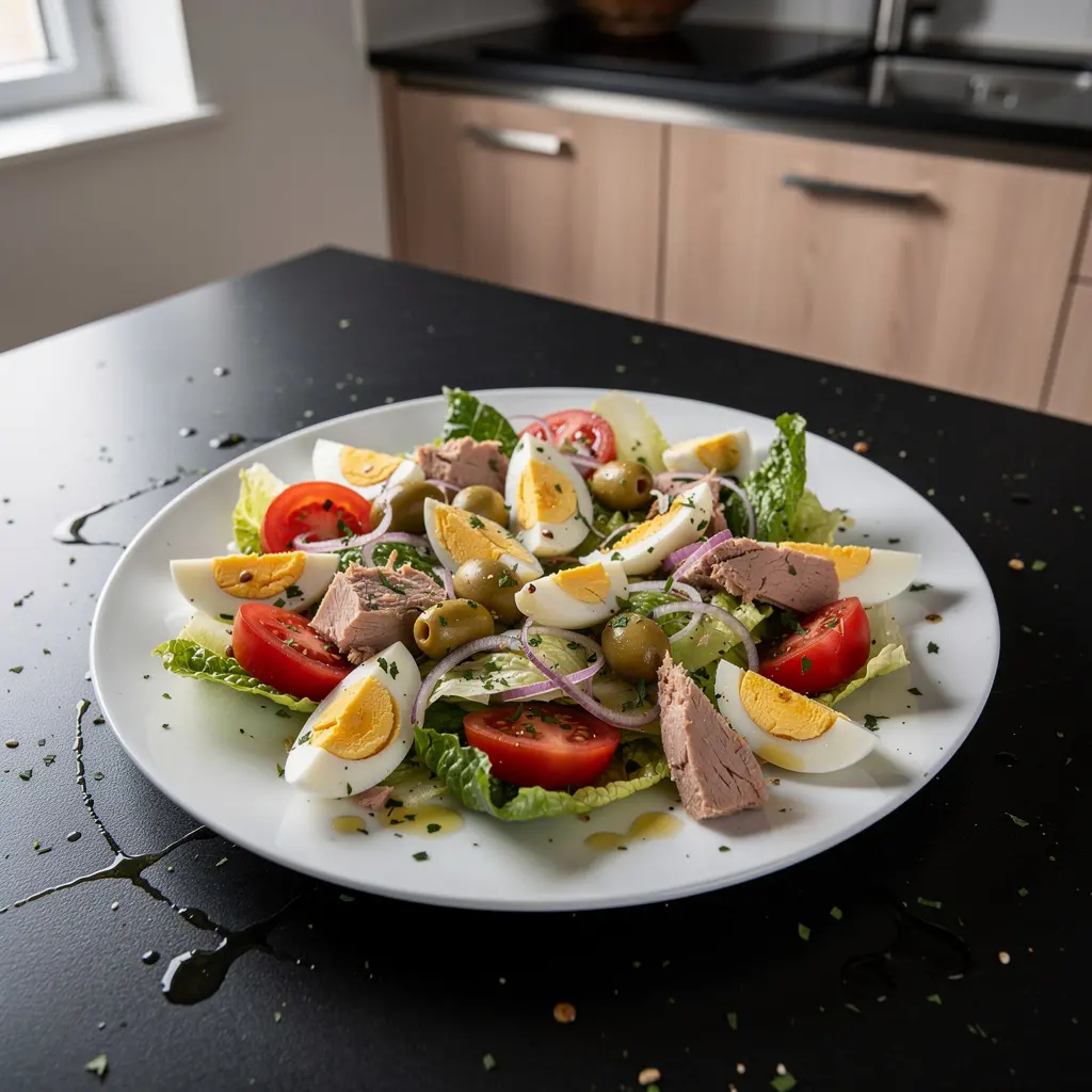 Hiszpańska sałatka z pomidorów, tuńczyka i jajek