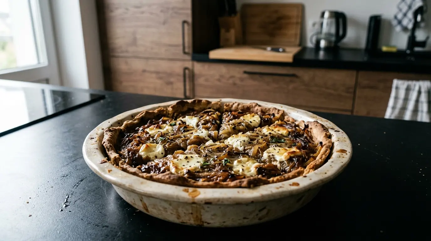 Hiszpańska tarta cebulowa z serem kozim
