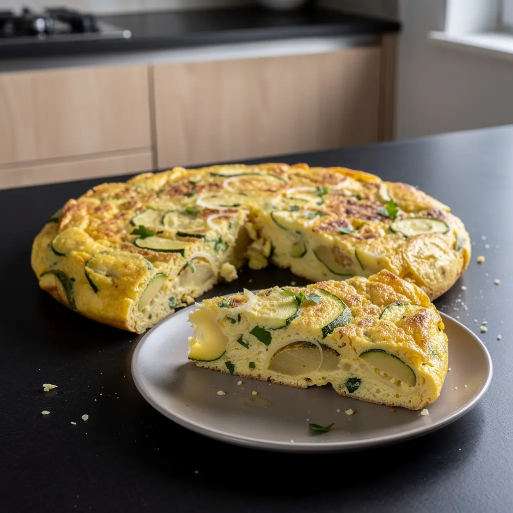 Spanish Tortilla with Zucchini and Cheese