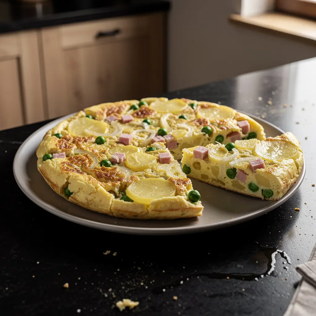 Spanish Tortilla with Green Peas and Ham