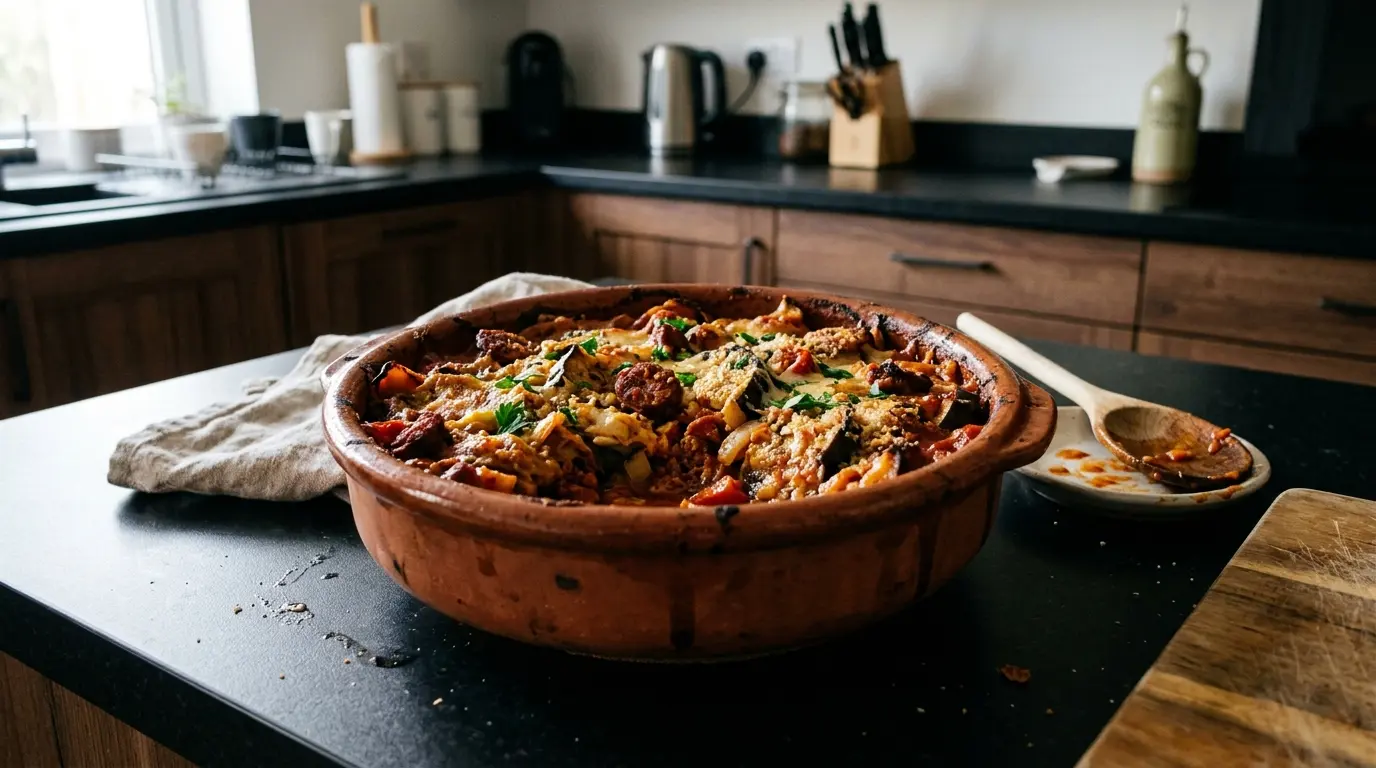 Hiszpańska zapiekanka z bakłażana i chorizo