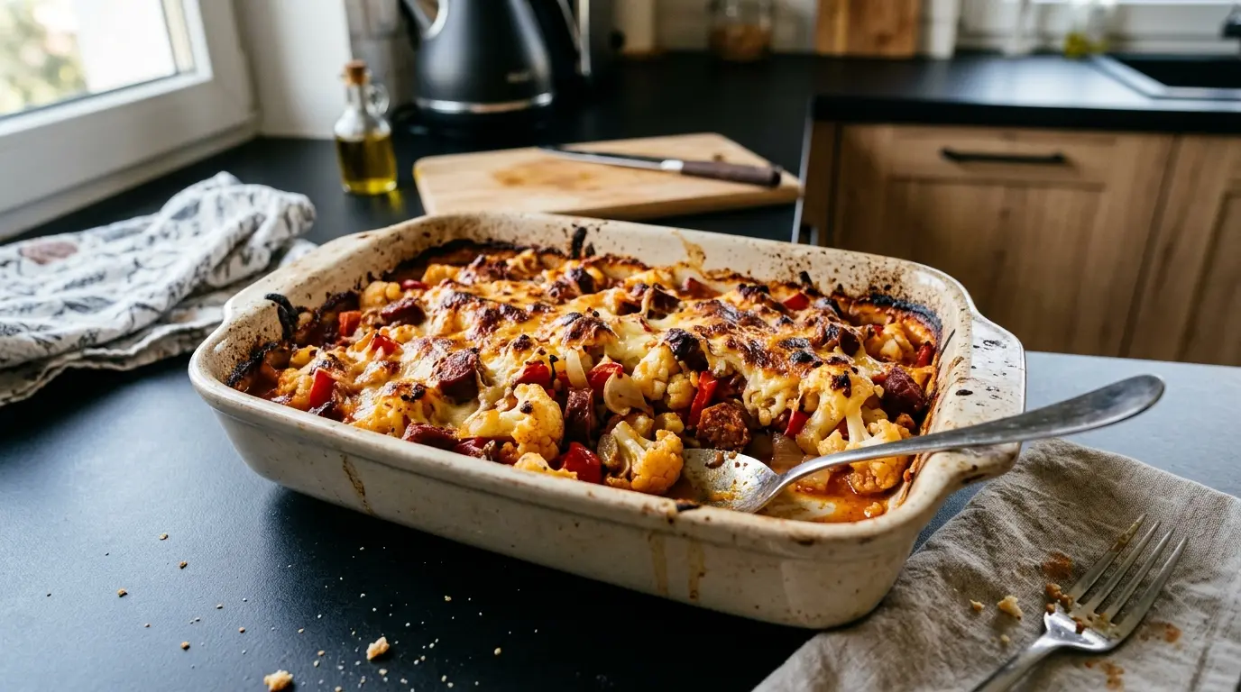 Spanischer Auflauf mit Blumenkohl und Chorizo