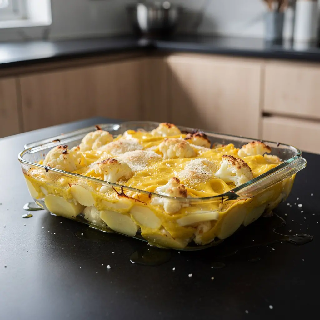 Gratin español de coliflor, patatas y queso