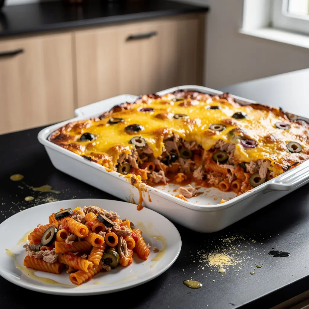 Pasta al forno spagnola con tonno e olive