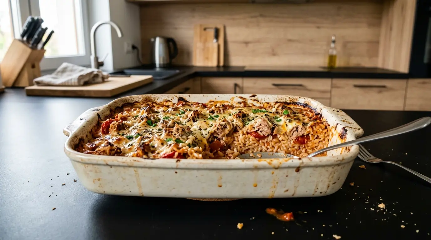 Teglia di riso, pomodori e tonno alla spagnola