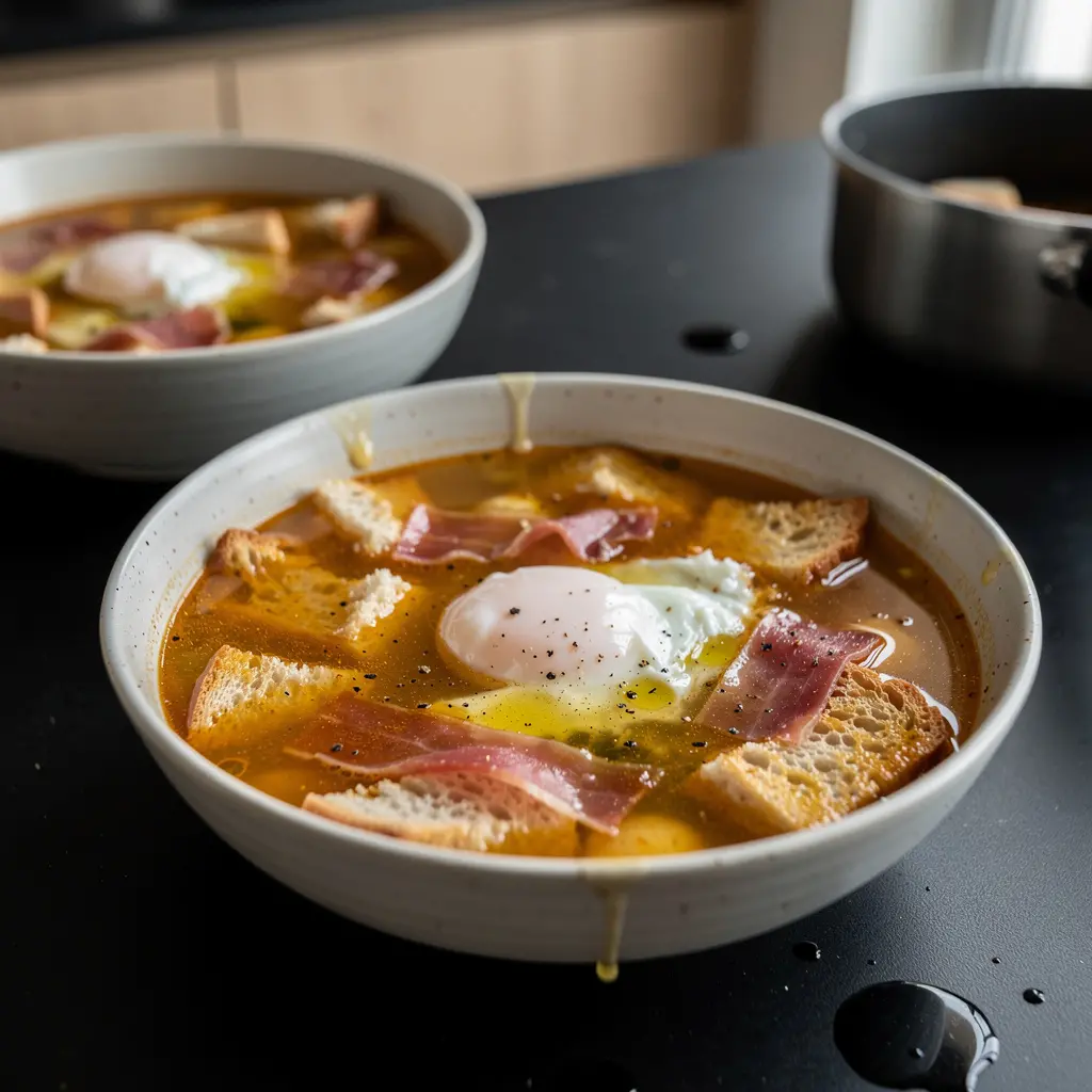 Hiszpańska zupa czosnkowa z jajkiem