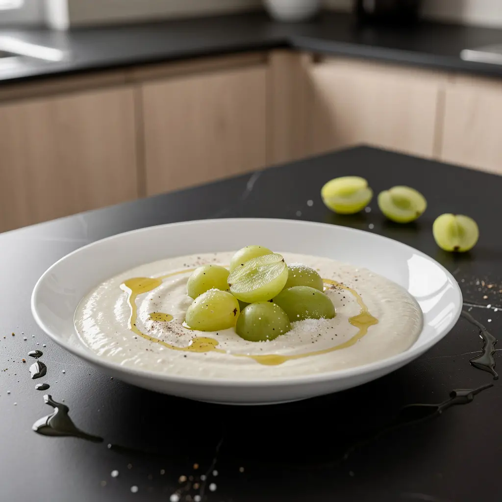 Hiszpańska zupa migdałowa ajo blanco z winogronami