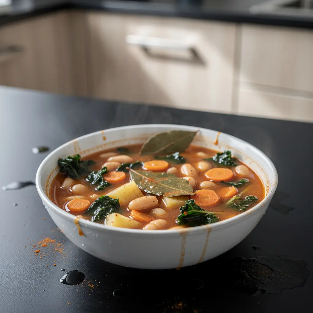 Hiszpańska zupa z białej fasoli i jarmużu z wędzoną papryką