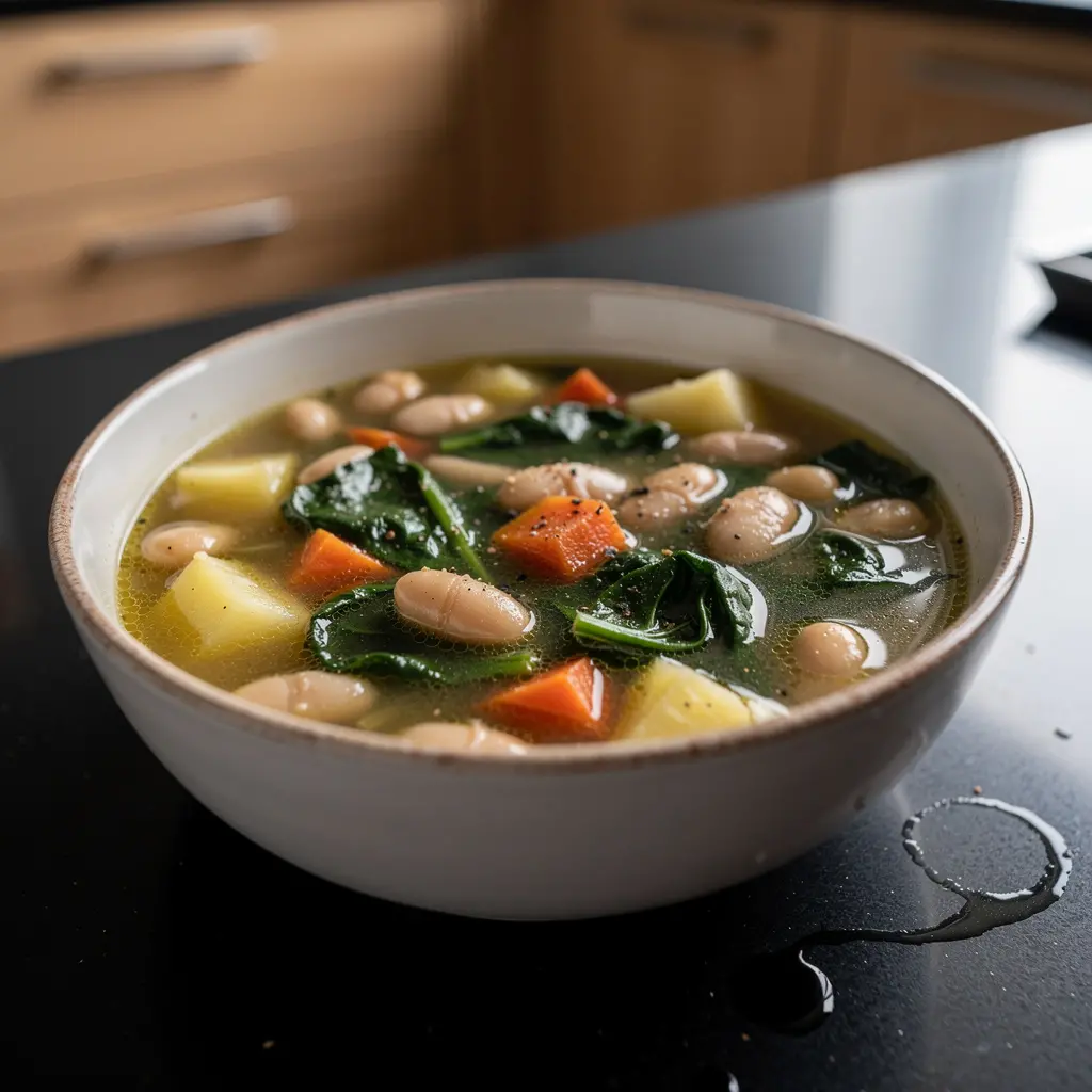 Hiszpańska zupa z białej fasoli i szpinaku