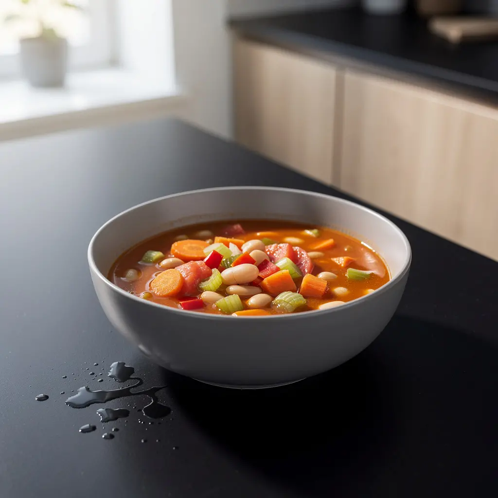 Hiszpańska zupa z białej fasoli z warzywami