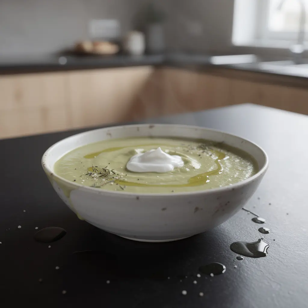 Hiszpańska zupa z pieczonej cukinii z czosnkiem i oliwą