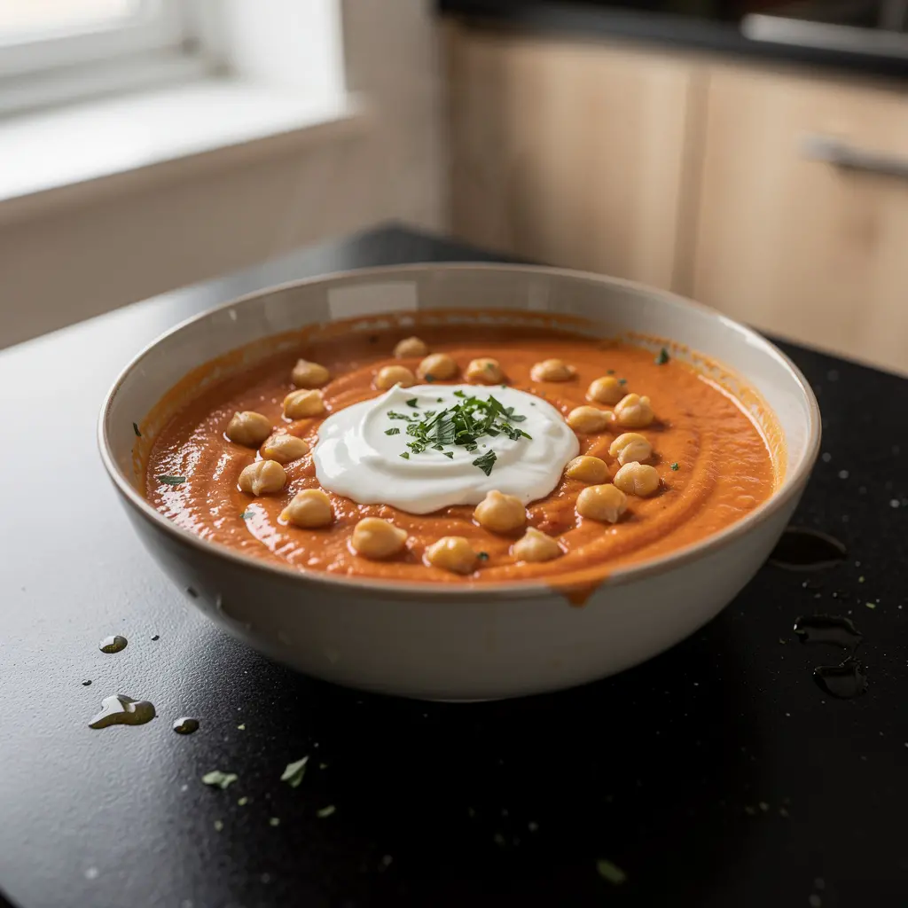 Hiszpańska zupa z pieczonej papryki i ciecierzycy