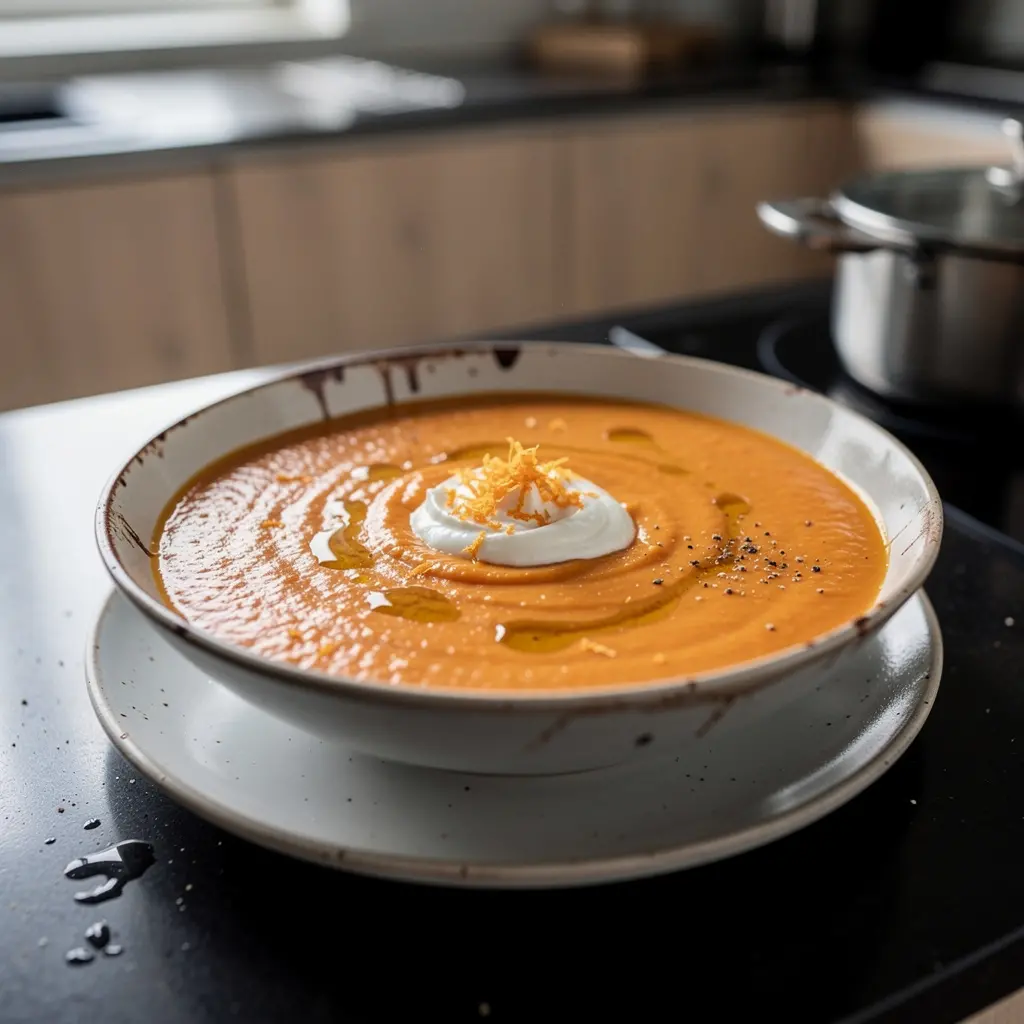 Hiszpańska zupa z pieczonych marchewek z pomarańczą